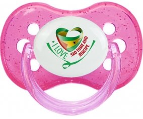 I Love Sao Tome and Rincipe Tétine Cerise Rose à paillette