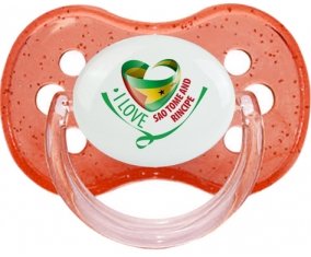 I Love Sao Tome and Rincipe Tétine Cerise Rouge à paillette