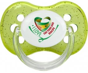 I Love Sao Tome and Rincipe Tétine Cerise Vert à paillette