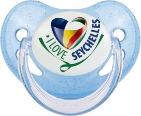 I Love Seychelles Sucete Physiologique Bleue à paillette
