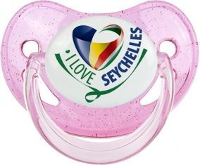 I Love Seychelles Sucete Physiologique Rose à paillette