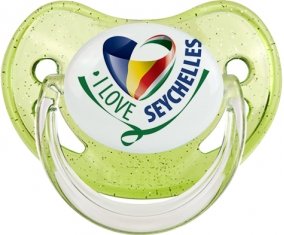 I Love Seychelles Sucete Physiologique Vert à paillette