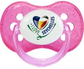 I Love Seychelles Sucette Cerise Rose à paillette