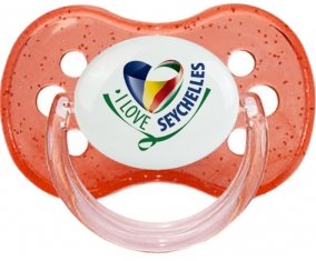I Love Seychelles Sucette Cerise Rouge à paillette