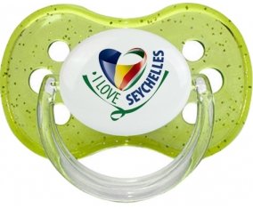 I Love Seychelles Sucette Cerise Vert à paillette
