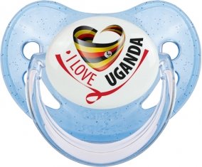 I Love Uganda Sucette Physiologique Bleue à paillette