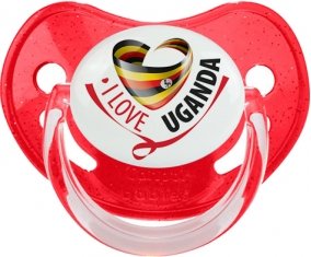 I Love Uganda Sucette Physiologique Rouge à paillette
