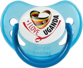 I Love Uganda Sucette Physiologique Bleue phosphorescente