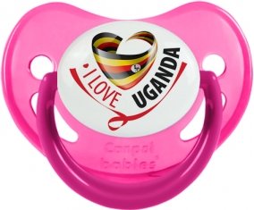 I Love Uganda Sucette Physiologique Rose phosphorescente