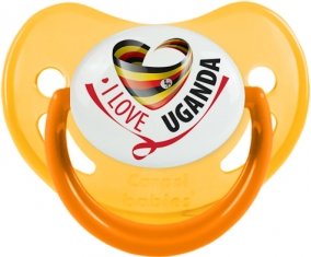 I Love Uganda Sucette Physiologique Jaune phosphorescente