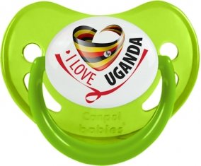 I Love Uganda Sucette Physiologique Vert phosphorescente
