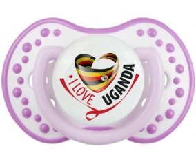 I Love Uganda Sucette LOVI Dynamic Blanc-mauve classique