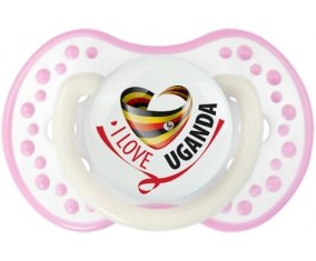 I Love Uganda Sucette LOVI Dynamic Blanc-rose phosphorescente