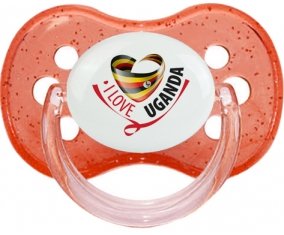 I Love Uganda Sucette Cerise Rouge à paillette