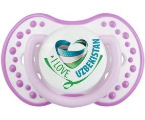 I Love Uzbekistan Sucette LOVI Dynamic Blanc-mauve classique