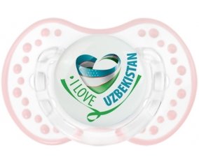 I Love Uzbekistan Sucette LOVI Dynamic Retro-blanc-rose-tendre classique