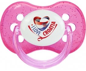 I Love Croatia Sucette Cerise Rose à paillette