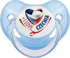I Love Czechia Sucette Physiologique Bleue à paillette