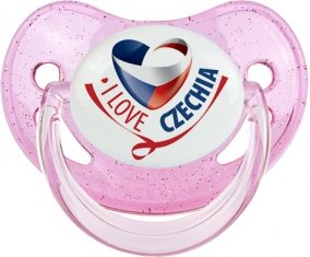 I Love Czechia Sucette Physiologique Rose à paillette