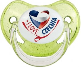 I Love Czechia Sucette Physiologique Vert à paillette