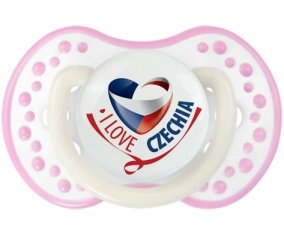 I Love Czechia Sucette LOVI Dynamic Blanc-rose phosphorescente