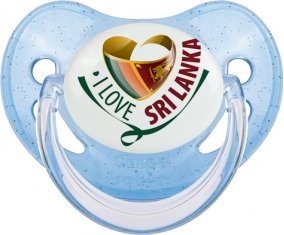 I Love Sri Lanka Sucette Physiologique Bleue à paillette