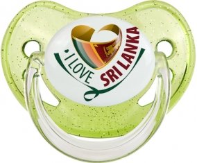 I Love Sri Lanka Sucette Physiologique Vert à paillette