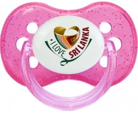 I Love Sri Lanka Tétine Cerise Rose à paillette