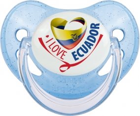 I Love Ecuador Tétine Physiologique Bleue à paillette