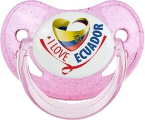 I Love Ecuador Tétine Physiologique Rose à paillette