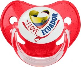 I Love Ecuador Tétine Physiologique Rouge à paillette