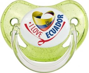 I Love Ecuador Tétine Physiologique Vert à paillette