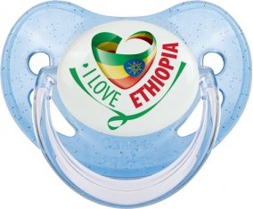 I Love Ethiopia Sucette Physiologique Bleue à paillette