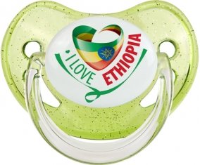 I Love Ethiopia Sucette Physiologique Vert à paillette