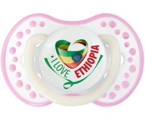 I Love Ethiopia Sucette LOVI Dynamic Blanc-rose phosphorescente