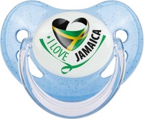 I Love Jamaica Tétine Physiologique Bleue à paillette