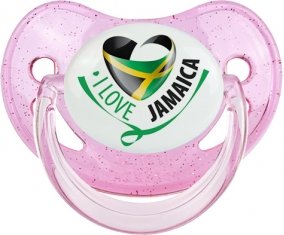 I Love Jamaica Tétine Physiologique Rose à paillette