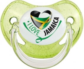 I Love Jamaica Tétine Physiologique Vert à paillette