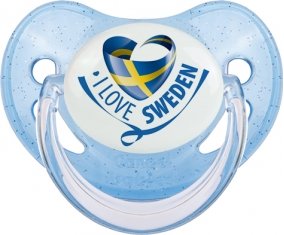 I Love Sweden Sucete Physiologique Bleue à paillette
