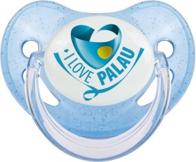 I Love Palau Sucette Physiologique Bleue à paillette