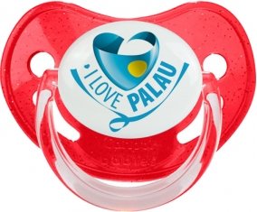 I Love Palau Sucette Physiologique Rouge à paillette