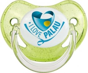 I Love Palau Sucette Physiologique Vert à paillette