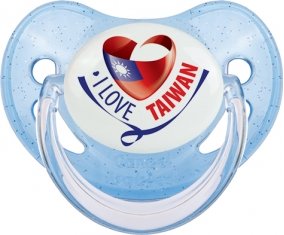 I Love Taiwan Tétine Physiologique Bleue à paillette