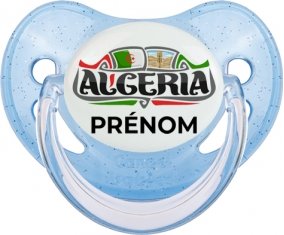 Algeria design avec prénom Tétine Physiologique Bleue à paillette