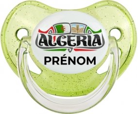 Algeria design avec prénom Tétine Physiologique Vert à paillette