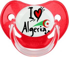 I love Algeria + drapeau Sucete Physiologique Rouge à paillette