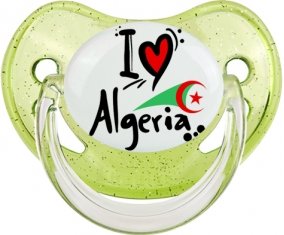 I love Algeria + drapeau Sucete Physiologique Vert à paillette