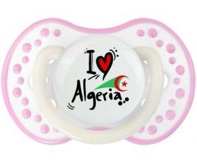 I love Algeria + drapeau Tétine LOVI Dynamic Blanc-rose phosphorescente