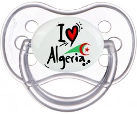 I love Algeria + drapeau Sucette Anatomique Transparente classique