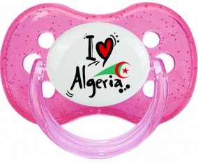 I love Algeria + drapeau Sucette Cerise Rose à paillette